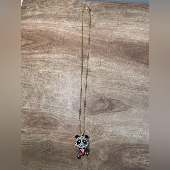 Panda Bear Rhinestone Pendant Necklace New - Picture 3 of 14